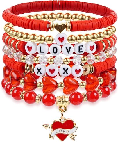 Valentines Day Bracelets Red Love Bracelets for Women Valentines Day Gift for Girlfriend Lover Fashion Outfit Accessories in Saudi Arabia