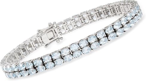 Ross-Simons 13.00 ct. t.w. Aquamarine 2-Row Tennis Bracelet in Sterling Silver in Kuwait