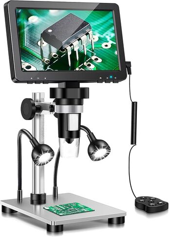 مجهر رقمي HDMI مقاس 7 بوصات، مجهر عملة 1200X مع شاشة IPS، مجهر لحام بدقة 16 ميجابكسل مع أضواء، حامل طويل 8.5 بوصة، عرض العملة بالكامل، متوافق مع الكمبيوتر/التلفزيون، بطاقة 32 جيجابايت in Saudi Arabia