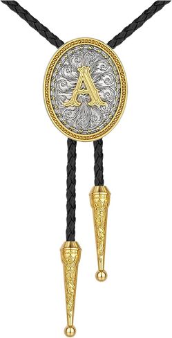 Western Bolo Tie for Men Women, Gold Bolo Ties Initial Letter A to Z Cowboy Tie Bolo Necktie Cowgirl Accessories in Saudi Arabia