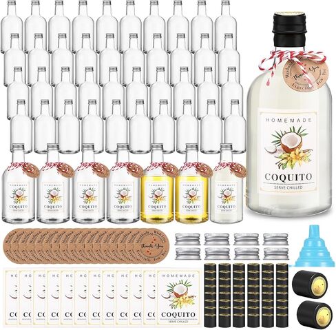 Baderke 48 Set Christmas Plastic Coquito Bottles 16 oz Christmas Wine Bottles with Caps and Tags Xmas Homemade Coquito for Home Brewing Xmas Party Favors (Black) in Saudi Arabia