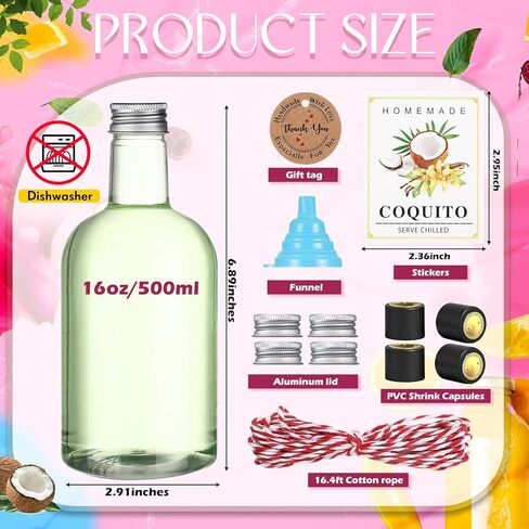 Baderke 48 Set Christmas Plastic Coquito Bottles 16 oz Christmas Wine Bottles with Caps and Tags Xmas Homemade Coquito for Home Brewing Xmas Party Favors (Black) in Saudi Arabia