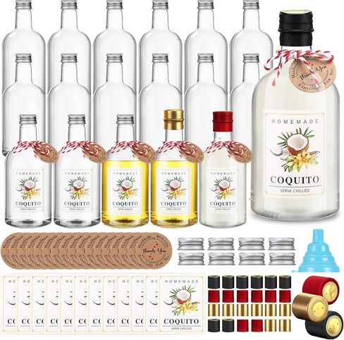 Baderke 48 Set Christmas Plastic Coquito Bottles 16 oz Christmas Wine Bottles with Caps and Tags Xmas Homemade Coquito for Home Brewing Xmas Party Favors (Black) in Saudi Arabia