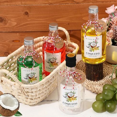 Baderke 48 Set Christmas Plastic Coquito Bottles 16 oz Christmas Wine Bottles with Caps and Tags Xmas Homemade Coquito for Home Brewing Xmas Party Favors (Black) in Saudi Arabia