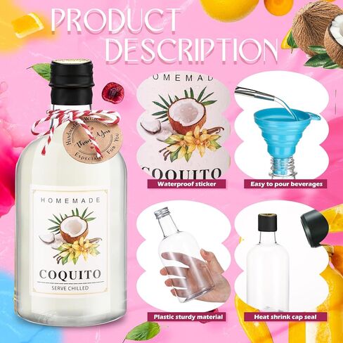 Baderke 48 Set Christmas Plastic Coquito Bottles 16 oz Christmas Wine Bottles with Caps and Tags Xmas Homemade Coquito for Home Brewing Xmas Party Favors (Black) in Saudi Arabia