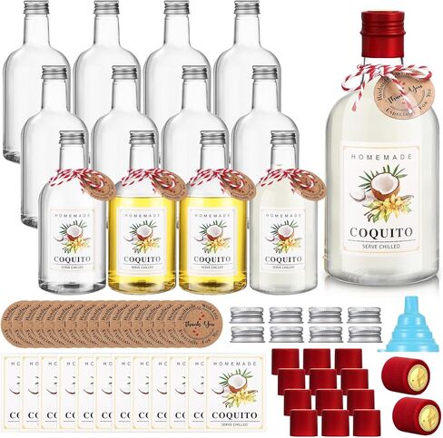 Baderke 48 Set Christmas Plastic Coquito Bottles 16 oz Christmas Wine Bottles with Caps and Tags Xmas Homemade Coquito for Home Brewing Xmas Party Favors (Black) in Saudi Arabia