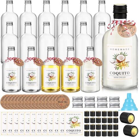 Baderke 48 Set Christmas Plastic Coquito Bottles 16 oz Christmas Wine Bottles with Caps and Tags Xmas Homemade Coquito for Home Brewing Xmas Party Favors (Black) in Saudi Arabia