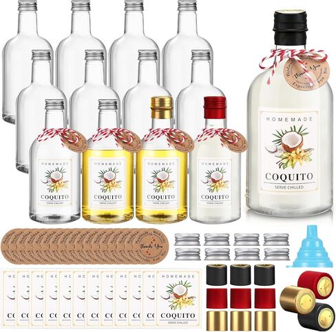 Baderke 48 Set Christmas Plastic Coquito Bottles 16 oz Christmas Wine Bottles with Caps and Tags Xmas Homemade Coquito for Home Brewing Xmas Party Favors (Black) in Saudi Arabia