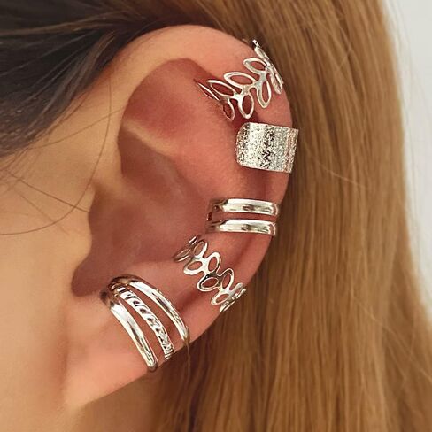 Earrings Non Pierced Clip on Cartilage Earring Set Stack Fine Jewelry for Women Man in Saudi Arabia