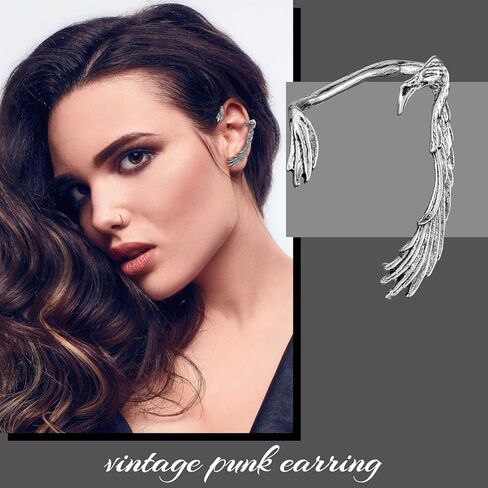 8 Pcs Punk Earrings Dragon Ear Cuff Vintage Retro Snake Bat Crow Ear Climber Earrings Gothic Ear Clip Wrap for Women Men Party Dress in Saudi Arabia