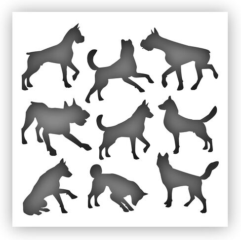 Dogs Silhouette Stencil - Choose a Size (6"x6") - Laser-Cut Reusable Plastic in Saudi Arabia