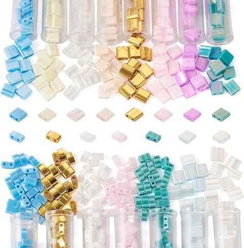 360pcs 2-Hole Tila Beads 12 Colors Japanese Square Seed Beads 5.2x5.2mm Acrylic Small Flat Spacer for Jewelry Bracelet Earring Making in Kuwait