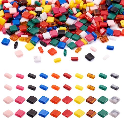 360pcs 2-Hole Tila Beads 12 Colors Japanese Square Seed Beads 5.2x5.2mm Acrylic Small Flat Spacer for Jewelry Bracelet Earring Making in Kuwait