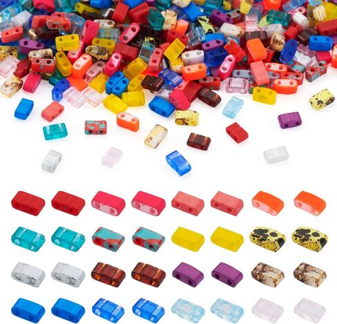 360pcs 2-Hole Tila Beads 12 Colors Japanese Square Seed Beads 5.2x5.2mm Acrylic Small Flat Spacer for Jewelry Bracelet Earring Making in Kuwait