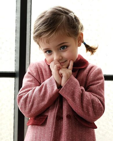 Twoflower Toddler Girl's Double-Breasted Trench Coat with Velvet Collar | Classic Fall & Winter Jacket Dress in Saudi Arabia