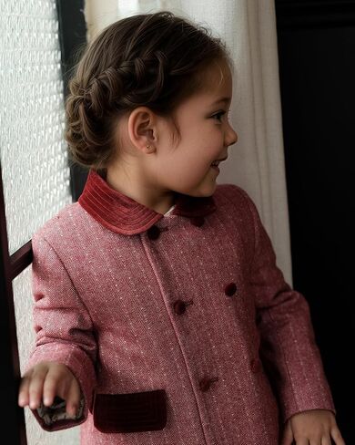 Twoflower Toddler Girl's Double-Breasted Trench Coat with Velvet Collar | Classic Fall & Winter Jacket Dress in Saudi Arabia