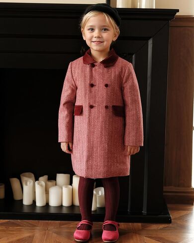 Twoflower Toddler Girl's Double-Breasted Trench Coat with Velvet Collar | Classic Fall & Winter Jacket Dress in Saudi Arabia