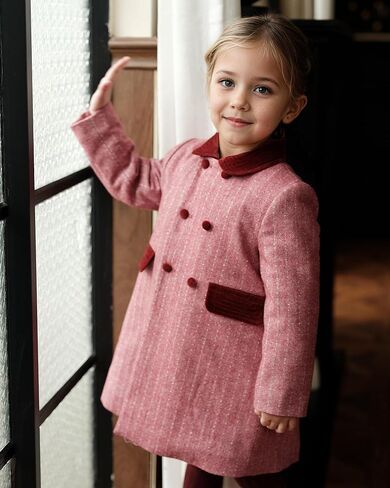 Twoflower Toddler Girl's Double-Breasted Trench Coat with Velvet Collar | Classic Fall & Winter Jacket Dress in Saudi Arabia