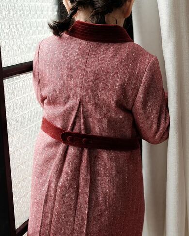 Twoflower Toddler Girl's Double-Breasted Trench Coat with Velvet Collar | Classic Fall & Winter Jacket Dress in Saudi Arabia
