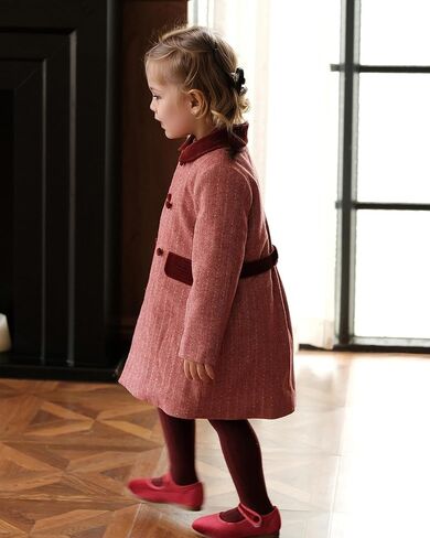 Twoflower Toddler Girl's Double-Breasted Trench Coat with Velvet Collar | Classic Fall & Winter Jacket Dress in Saudi Arabia