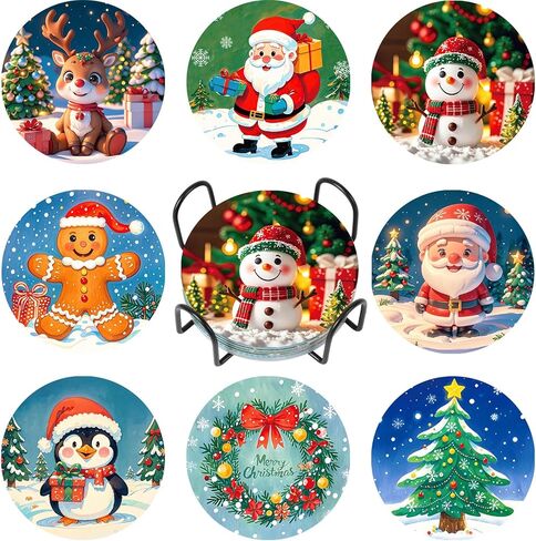 UPINS 8Pcs Valentine's Day Diamond Art Painting Coasters for Drinks DIY Life Coaster Diamond Art Kits for Adults Kids Beginners Diamond Art Craft Supplies in Kuwait