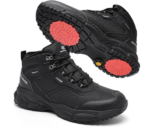 Men's Waterproof Snow Boots Winter Hiking Boots with Crystal Long-Pile Fur Lining | Non-Slip Turbine Grip Insoles | Ankle High Outdoor Boots for Trekking & Work in Saudi Arabia