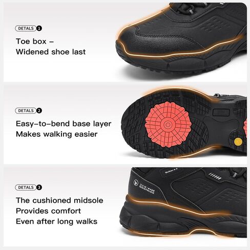 Men's Waterproof Snow Boots Winter Hiking Boots with Crystal Long-Pile Fur Lining | Non-Slip Turbine Grip Insoles | Ankle High Outdoor Boots for Trekking & Work in Saudi Arabia
