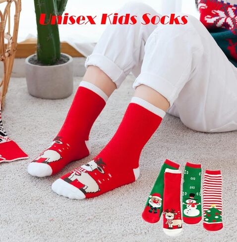 YXBQueen Christmas Socks for Kids Fuzzy Christmas Socks Crew Holiday Socks for Toddler Children Baby Girls Boys Cotton Socks in Saudi Arabia