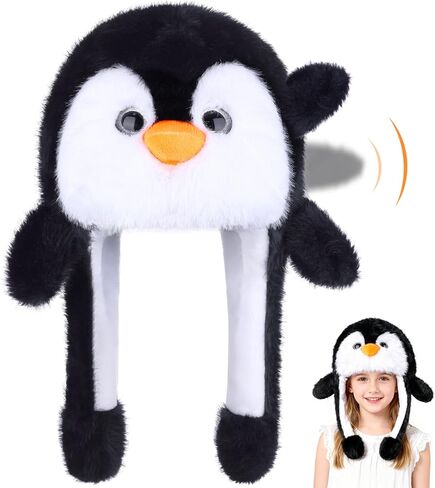Funny Plush Animal Hat with Ears Moving Jumping Pop Up Beating, Floppy Moving Ears Hat for Women Christmas Dress Up in Saudi Arabia