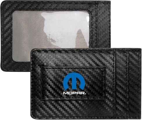 iPick Image Mopar محفظة جلدية سوداء من ألياف الكربون RFID حافظة بطاقات مشبك نقود لشاحن تشالنجر SRT، 4-3/8 بوصة × 2-3/4 بوصة in Kuwait