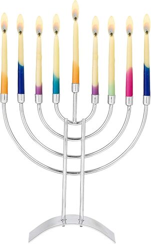 Steel Menorah by Rite Lite | Modern & Luxurious Shiny Silver Finish Menora Hanukkah Gifts Jewish Holiday Party Favors Chanukah Candle Holder Festival of Lights Accessories Decorations 8.6" H in Saudi Arabia