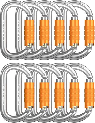 FVW CE Certified Auto Locking Climbing Carabiners, Professional 25KN (5620 lbs) Heavy Duty Caribeaners for Rappelling Swing Rescue & Gym etc, Large D-Shaped Carabiners, 5 Pack in Saudi Arabia