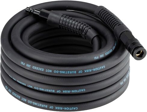 خرطوم ضاغط هواء هجين PVC/مطاط 3/8 بوصة × 100 قدم، 300 رطل لكل بوصة مربعة، متين، خفيف الوزن، مع وصلة توصيل نحاسية صناعية وقابس 1/4 بوصة، مقيدات الانحناء، برتقالي (100 بوصة) in Saudi Arabia