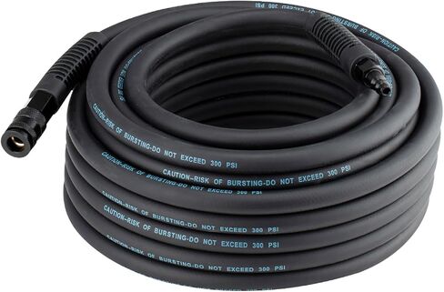 خرطوم ضاغط هواء هجين PVC/مطاط 3/8 بوصة × 100 قدم، 300 رطل لكل بوصة مربعة، متين، خفيف الوزن، مع وصلة توصيل نحاسية صناعية وقابس 1/4 بوصة، مقيدات الانحناء، برتقالي (100 بوصة) in Saudi Arabia