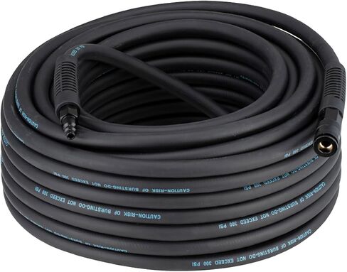 Hybrid PVC/Rubber 3/8"ID x 100ft, 300PSI Durable, Lightweight, Air Compressor Hose with 1/4" Industrial Brass Coupler and Plug, Bend Restrictors, Orange(100’) in Kuwait