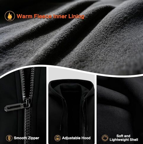 Heated Hoodie for Men Women with Battery Pack 7.4V Fleece Lined Heated Sweatshirt with 8 Heating Zones in Saudi Arabia
