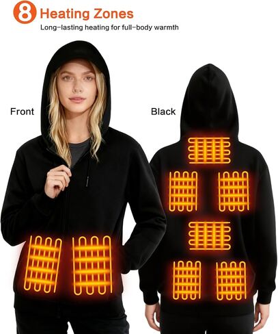 Heated Hoodie for Men Women with Battery Pack 7.4V Fleece Lined Heated Sweatshirt with 8 Heating Zones in Saudi Arabia