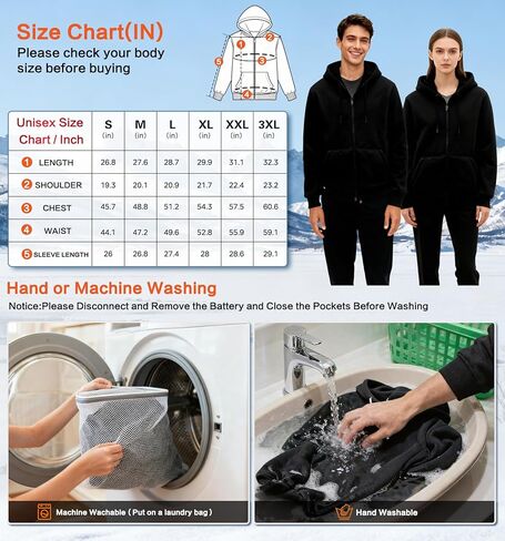 Heated Hoodie for Men Women with Battery Pack 7.4V Fleece Lined Heated Sweatshirt with 8 Heating Zones in Saudi Arabia