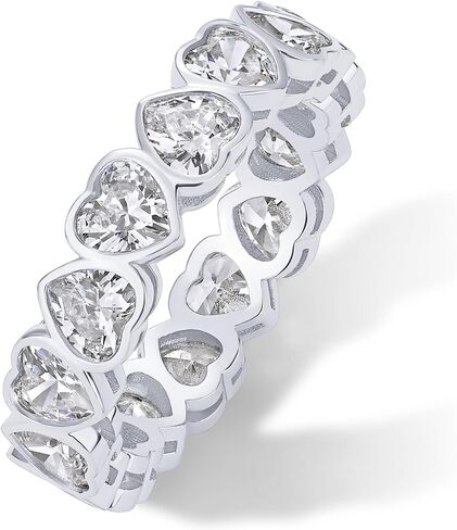 PAVOI 14K Gold Plated Heart Ring for Women - Heart-Shaped Cubic Zirconia Eternity Rings for Women - Stackable Wedding Band for Brides - Cute Promise Jewelry Gifts in Saudi Arabia