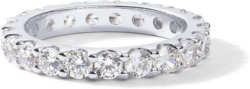 PAVOI 14K Gold Plated Cubic Zirconia Stackable Eternity Ring - 3.0mm Gold Wedding Ring for Women - Fake Promise Band Stacking Jewelry in Saudi Arabia