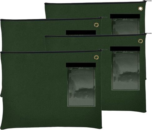 BankSupplies Canvas Zipper Bags | 14W x 11H | Set of 4 | Large Storage Bags | Grommet for Zip Tie & Padlock | 5W x 3H Framed Cardholder | Zipper Closure | Bank Bags in Kuwait