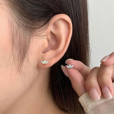 16G ASTM F136 تيتانيوم بدون خيوط ترصيع كريستال أوبال ثقب القمم للمحار، الزنمة، اللولب، الفص تأتي مع أطوال 6 مم/8 مم بعد حلق مسطح مجوهرات الأنف فضية وذهبية قطعة واحدة in Saudi Arabia
