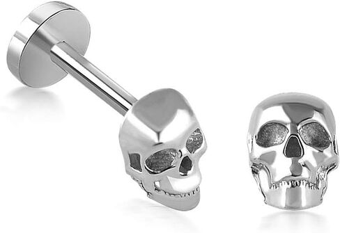 14K Gold Skull Stud Piercing, Gold Tragus Piercing, 18G Stud Piercing, Helix Piercing, Conch Piercing, Cartilage Piercing in Saudi Arabia