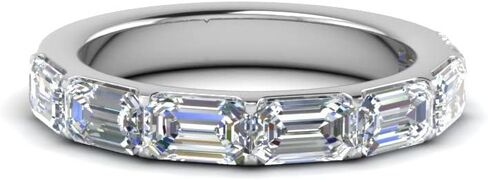 Fascinating Diamonds 2 Carat LAB GROWN Emerald Cut Diamond 14K Gold Seven Stone LAB CREATED Anniversary Band for Women Premium Collection (2 ctw, F Color, VS1 Clarity) in Saudi Arabia