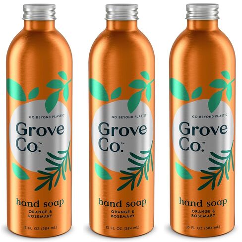 Grove Co. Hydrating Gel Hand Soap Refills (3 x 13 Fl Oz) | Plastic-Free Liquid Hand Soap Refill Set, Leaves Hands Soft and Clean, 100% Natural Lemon & Eucalyptus Fragrance in Saudi Arabia