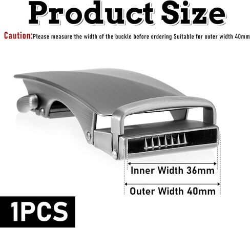 35mm Ratchet Belt Buckle Only for 1 3/8 Slide Belt Strap Automatic Leather Belts Buckle Replacement, Silver in Saudi Arabia