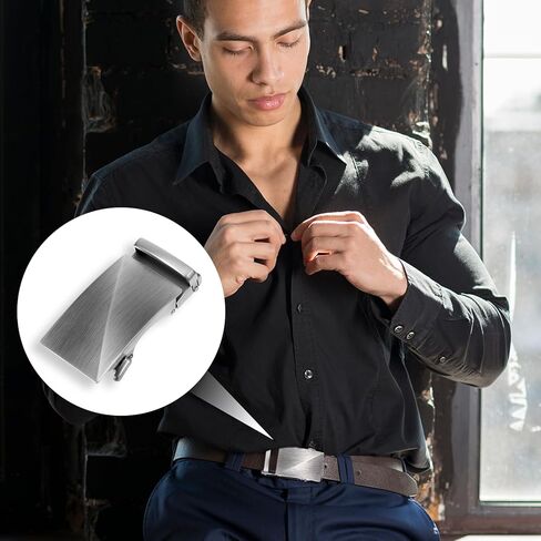 35mm Ratchet Belt Buckle Only for 1 3/8 Slide Belt Strap Automatic Leather Belts Buckle Replacement, Silver in Saudi Arabia