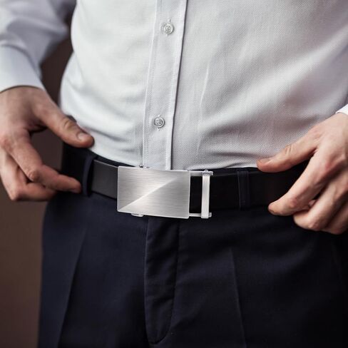 35mm Ratchet Belt Buckle Only for 1 3/8 Slide Belt Strap Automatic Leather Belts Buckle Replacement, Silver in Saudi Arabia