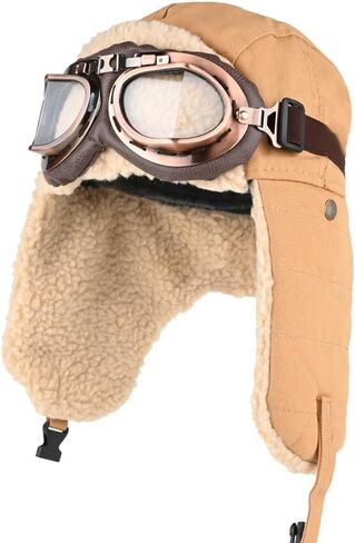 URAWOW شيربا طيار الصياد قبعة للرجال النساء نظارات التزلج الصيد Ushanka تروبر الروسية قبعة أفخم الرجعية فو الفراء in Kuwait