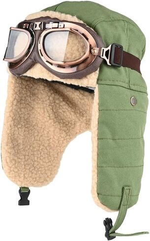 URAWOW شيربا طيار الصياد قبعة للرجال النساء نظارات التزلج الصيد Ushanka تروبر الروسية قبعة أفخم الرجعية فو الفراء in Kuwait